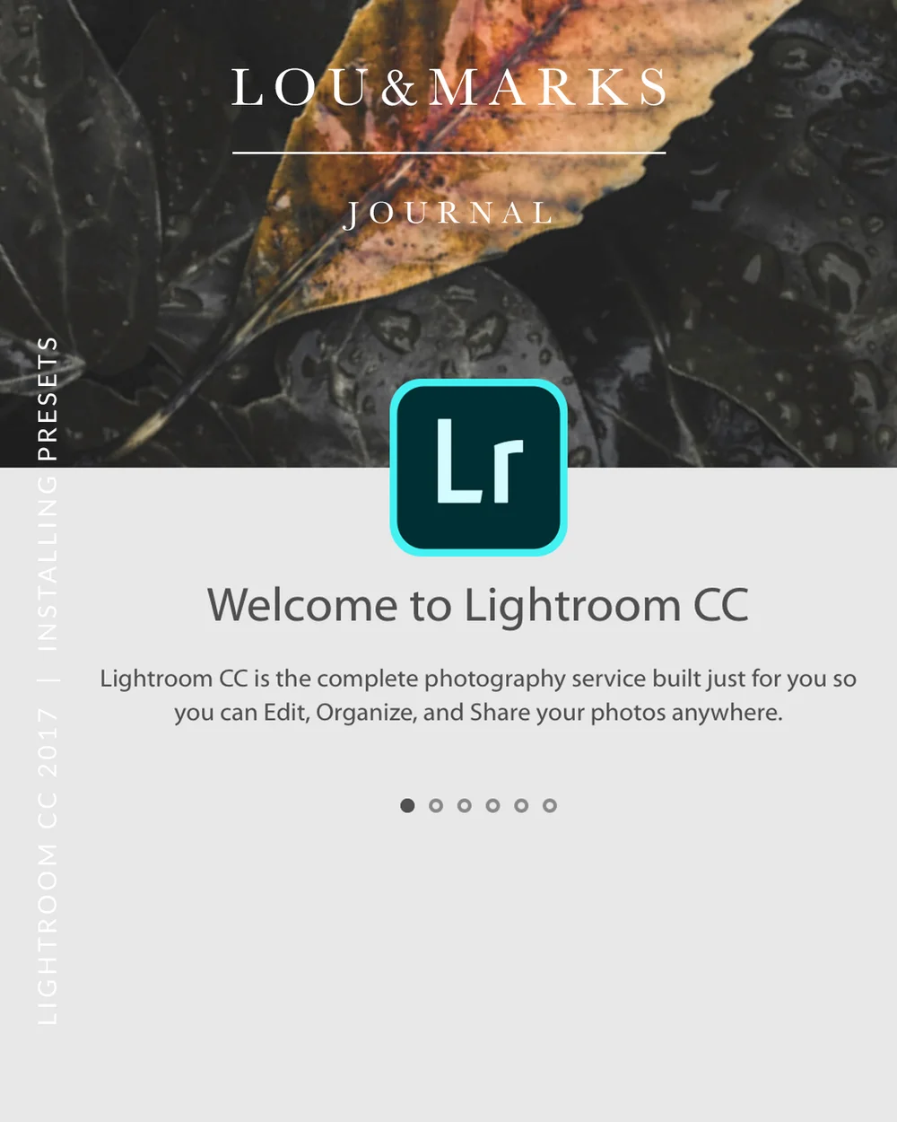 Installing Your Lou & Marks Presets into New Adobe Lightroom CC 2017