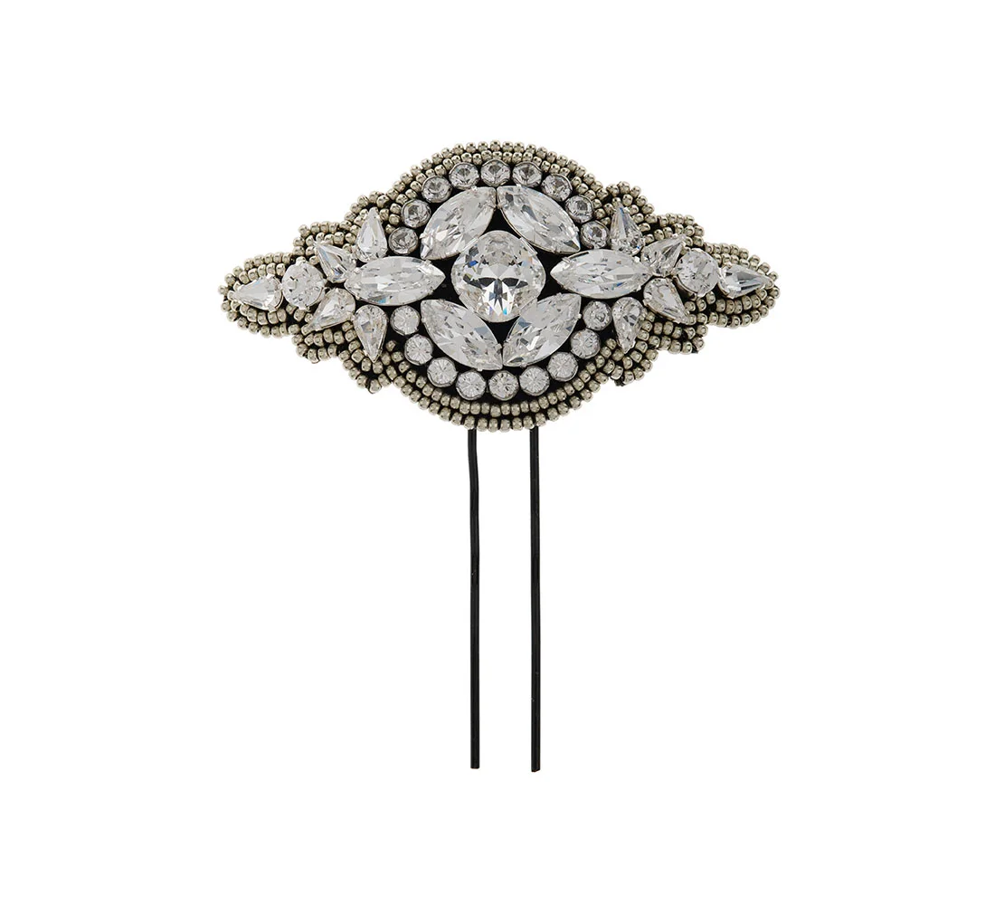 glamorous square gem bridal hairpin