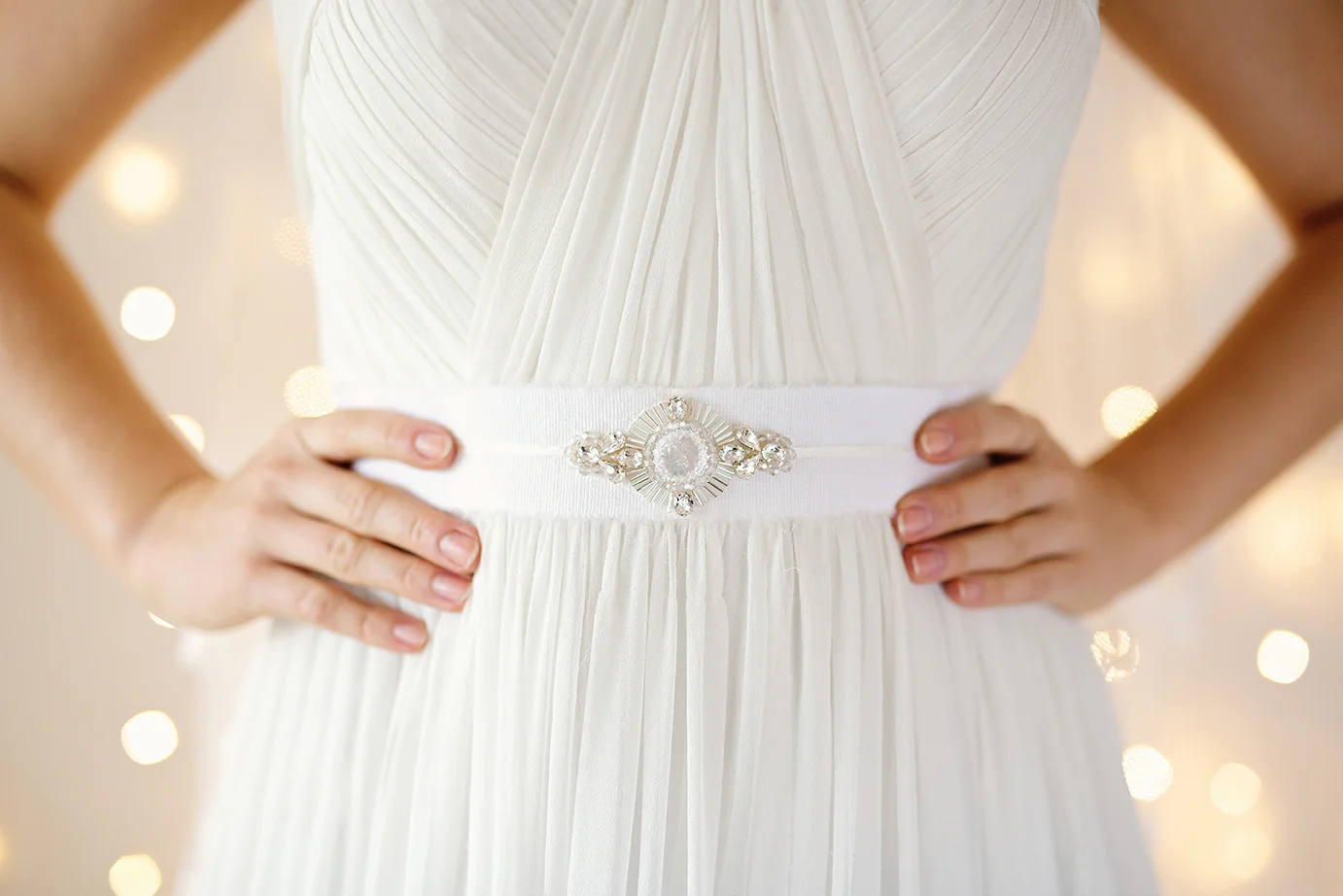 Swarovski crystal and ivory freshwater pearl Bridal belt