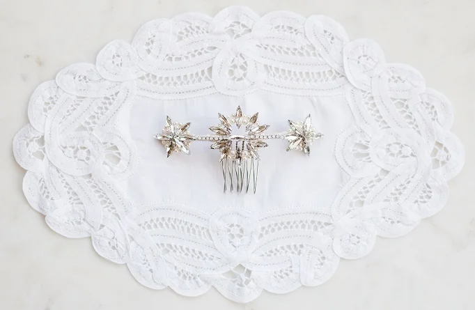 marquise gem radiance bridal hair comb