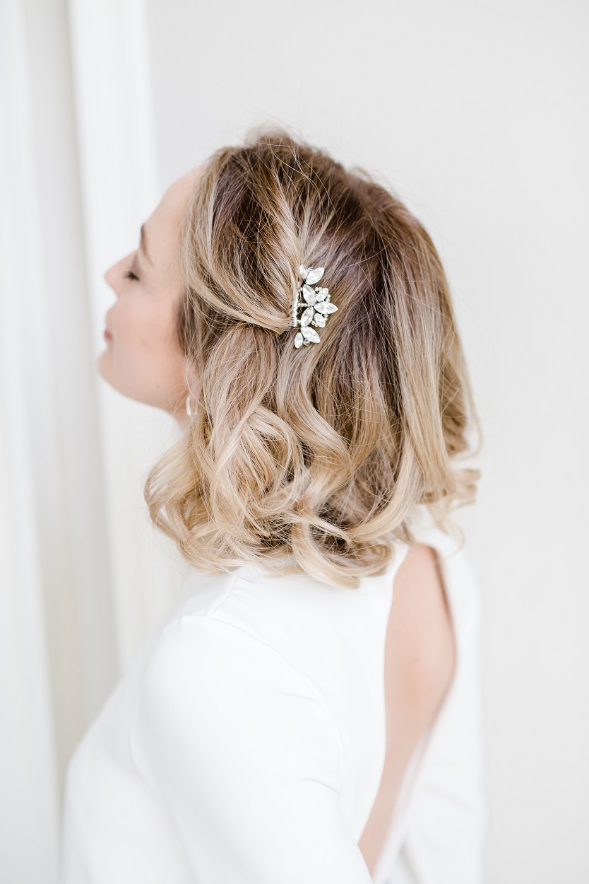 silver handmade bridal hairpin