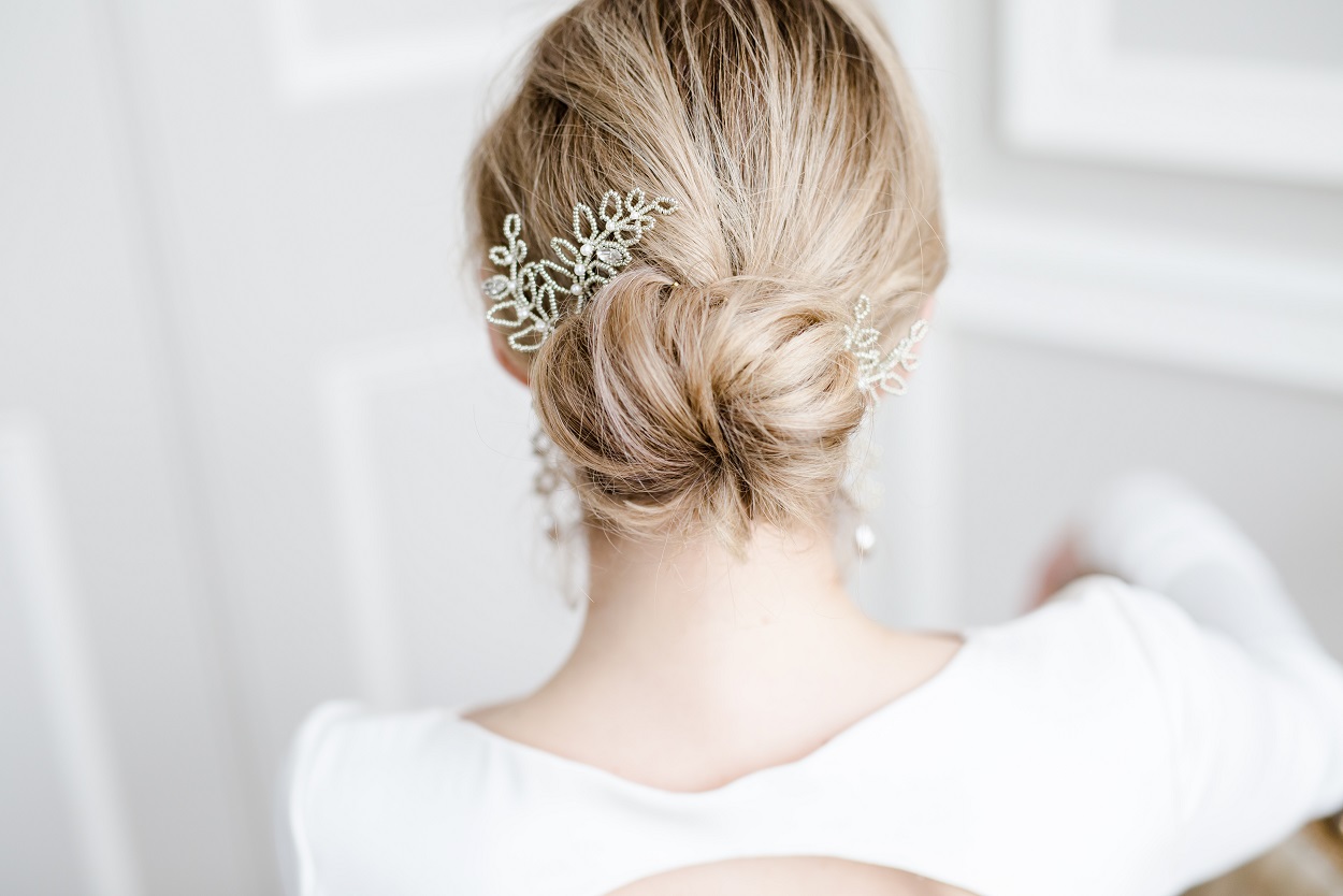 silver leaf style bridal hair pins