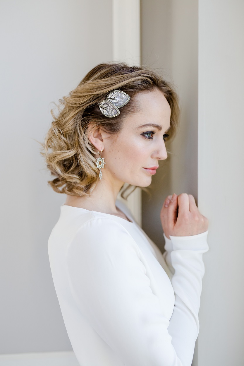 silver leaves bridal hair comb