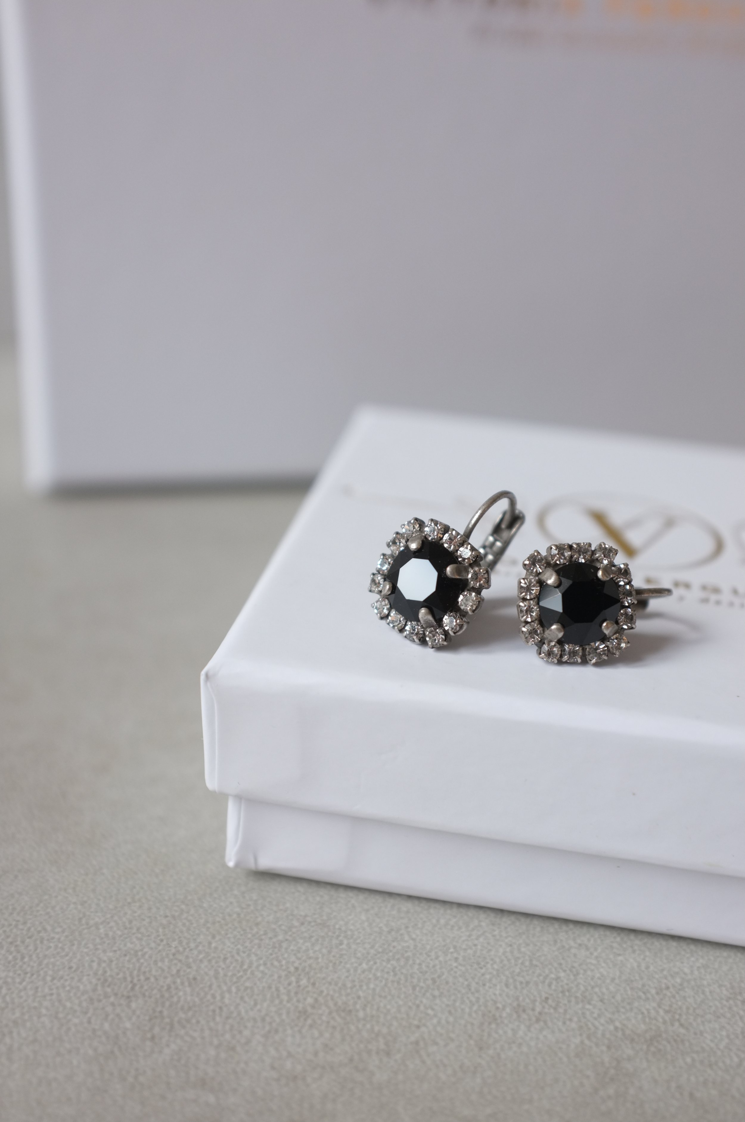 Black swarovski crystal earrings