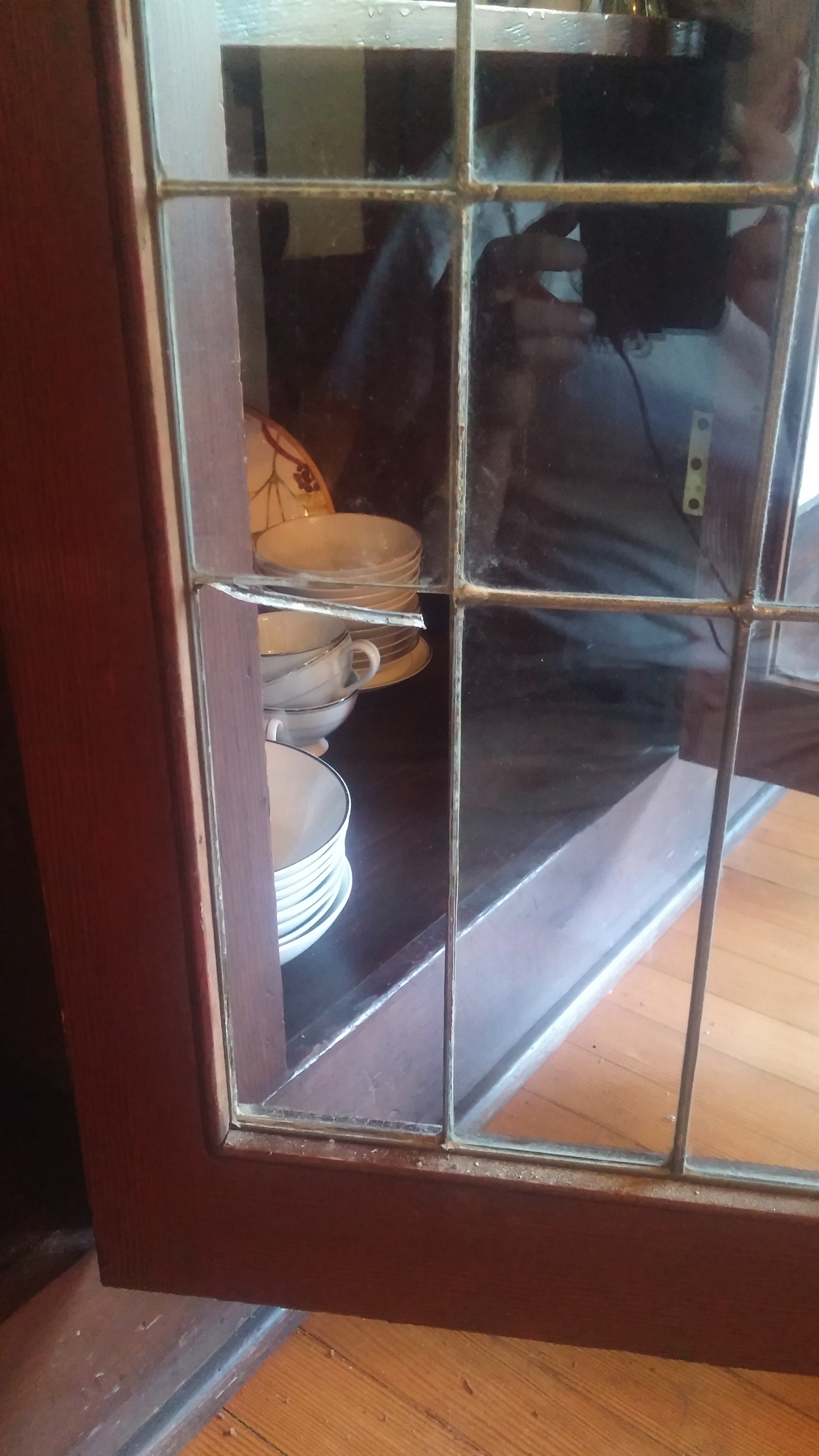 In situ cabinet repair underway
