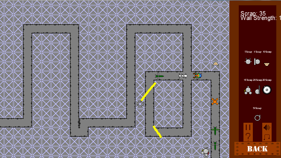 The Coming Swarm is a simple tower defense game where you must fend of encroaching insectoid aliens while gathering enough scrap metal to harden your defenses. The metal you must collect to win the round is the same as the metal you use to build new defenses, so balancing spending and profit is key. This was the first complete game I worked on, made as a class project in my freshman year at WPI in 2012. While it is a relatively simple game, creating it helped me learn a lot about the basic process of game design, as well as working with a team. Download The Coming Swarm here