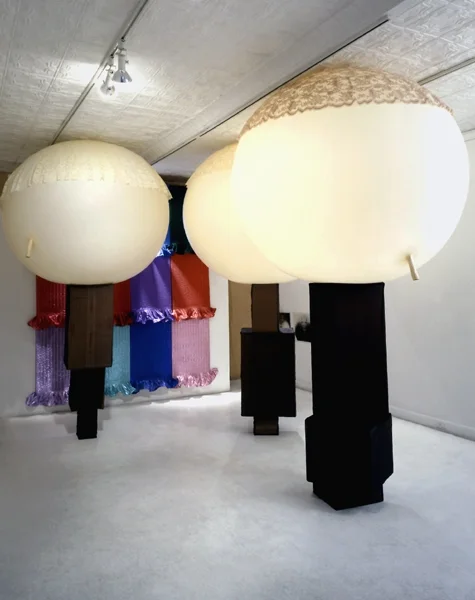 Blow-up (three parts), latex, fabric, cardboard 72"x20"x20" installation 1993