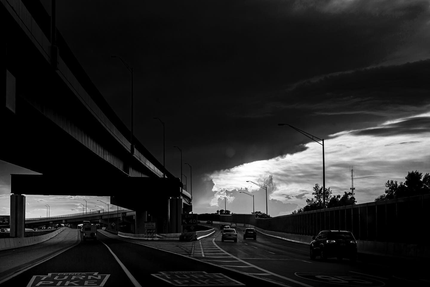 20220702. Pennsylvania Turnpike at I-95 split.  #paturnpike #patp #travel #turnpike #tollroads #tollroad #pennsylvania #pennsylvaniaphotographer #chestercountyphotographer #bw #blackandwhitephotography