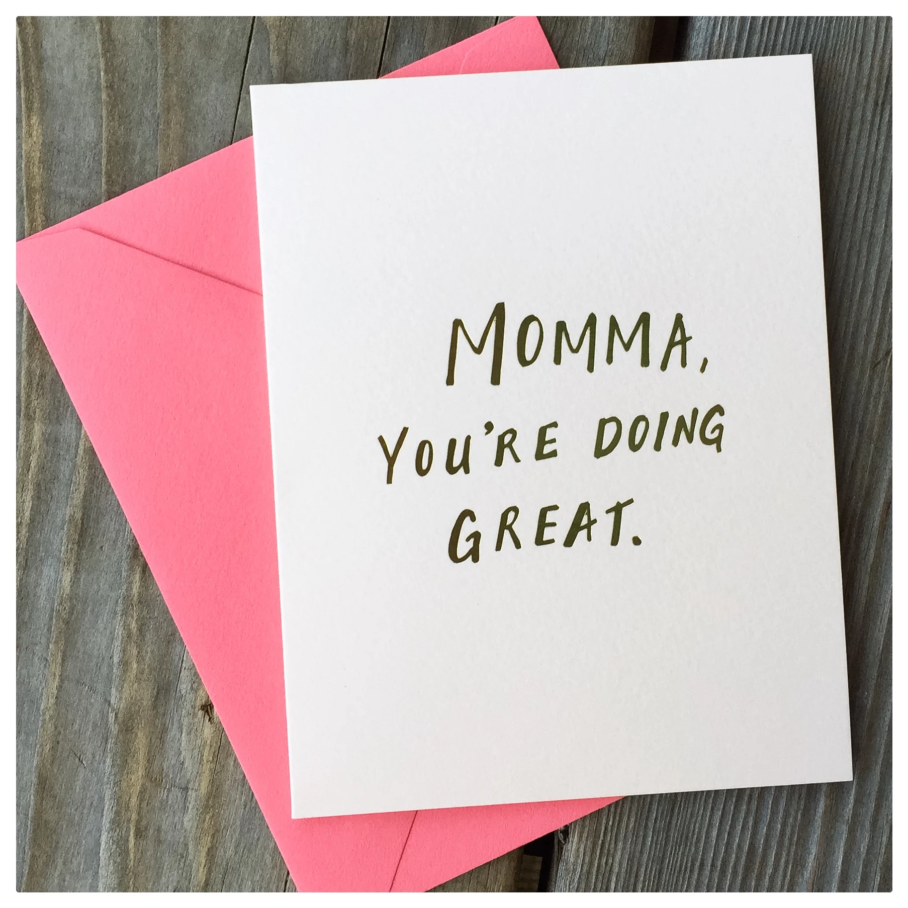 Coffee + Crumbs is an inspiring, collaborative blog about motherhood. They donated this set of 6 gold foil pressed notecards made by Odd Daughter Paper Company in honor of the mothers we support. Oh how we love them! 