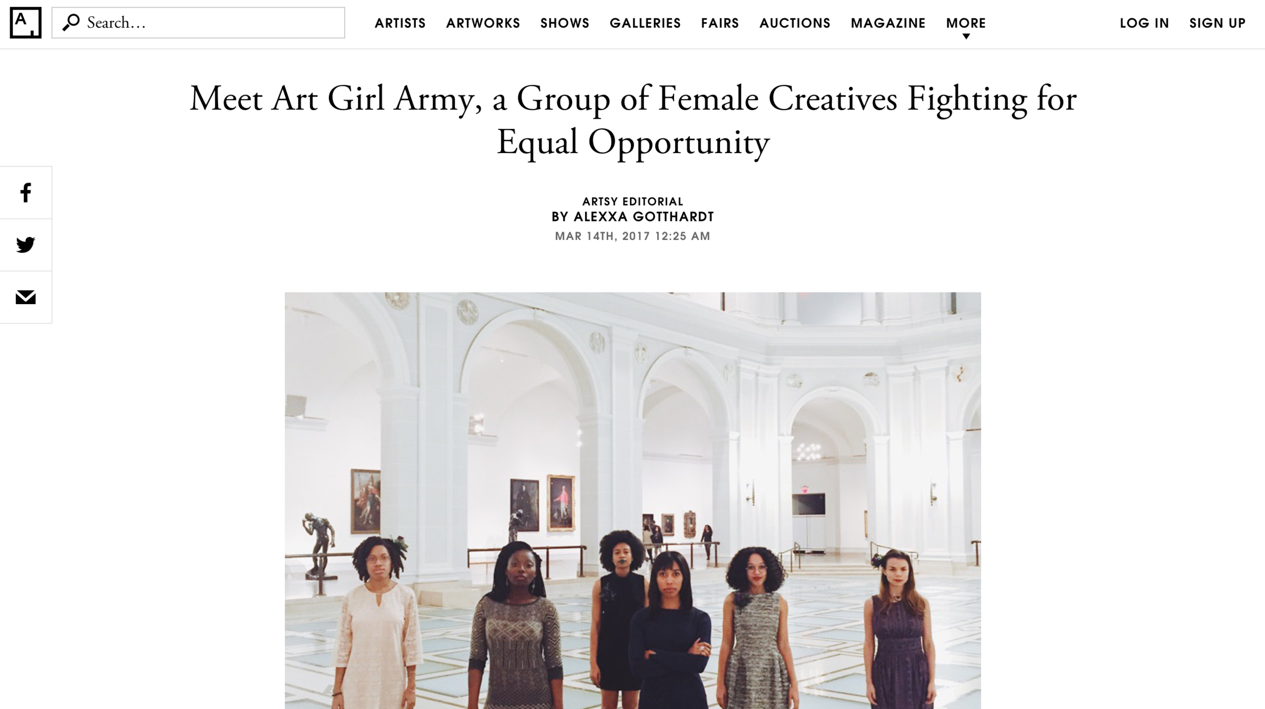 Artsy: Meet Art Girl Army, a Group of Female Creatives Fighting for Equal Opportunity - March 2017