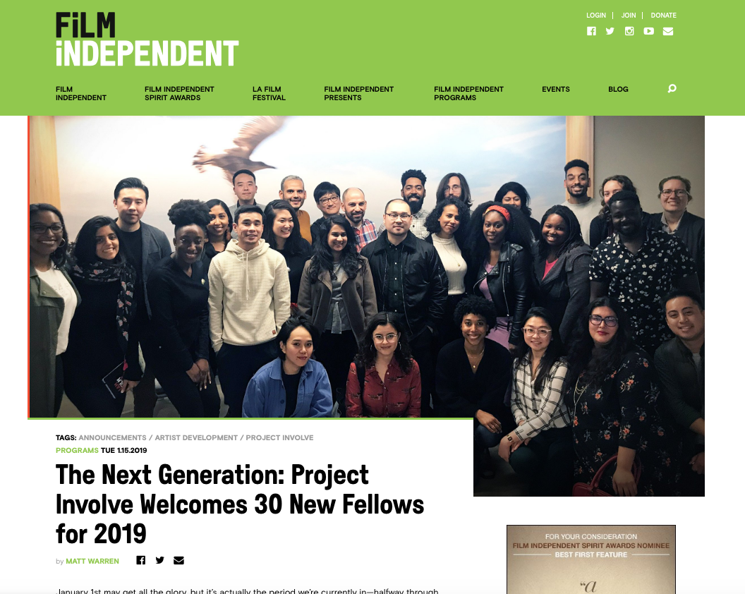 Film Independent 2019 Project Involve Fellowship