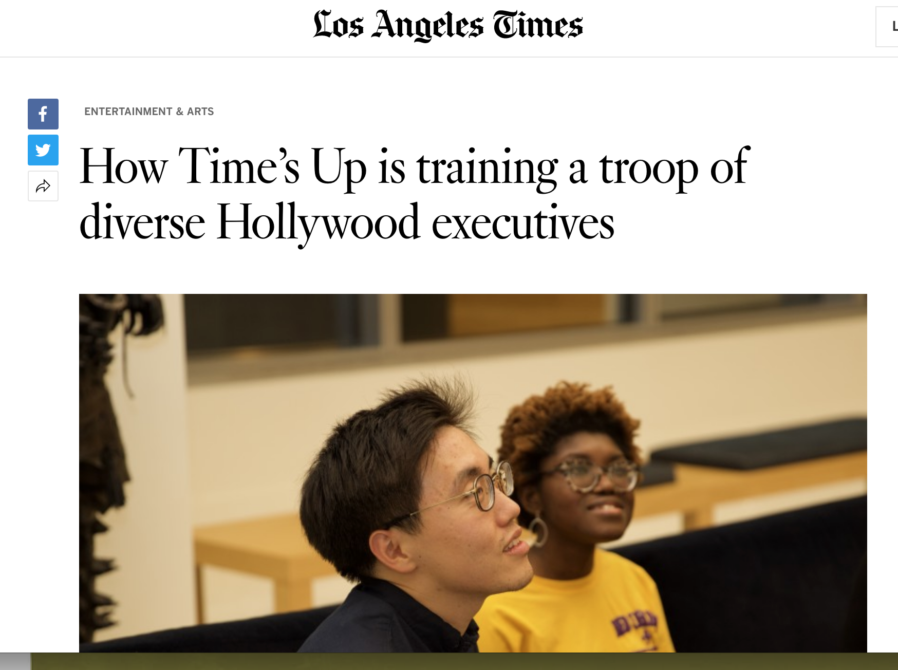 LA Times - How Time’s Up is training a troop of diverse Hollywood executives