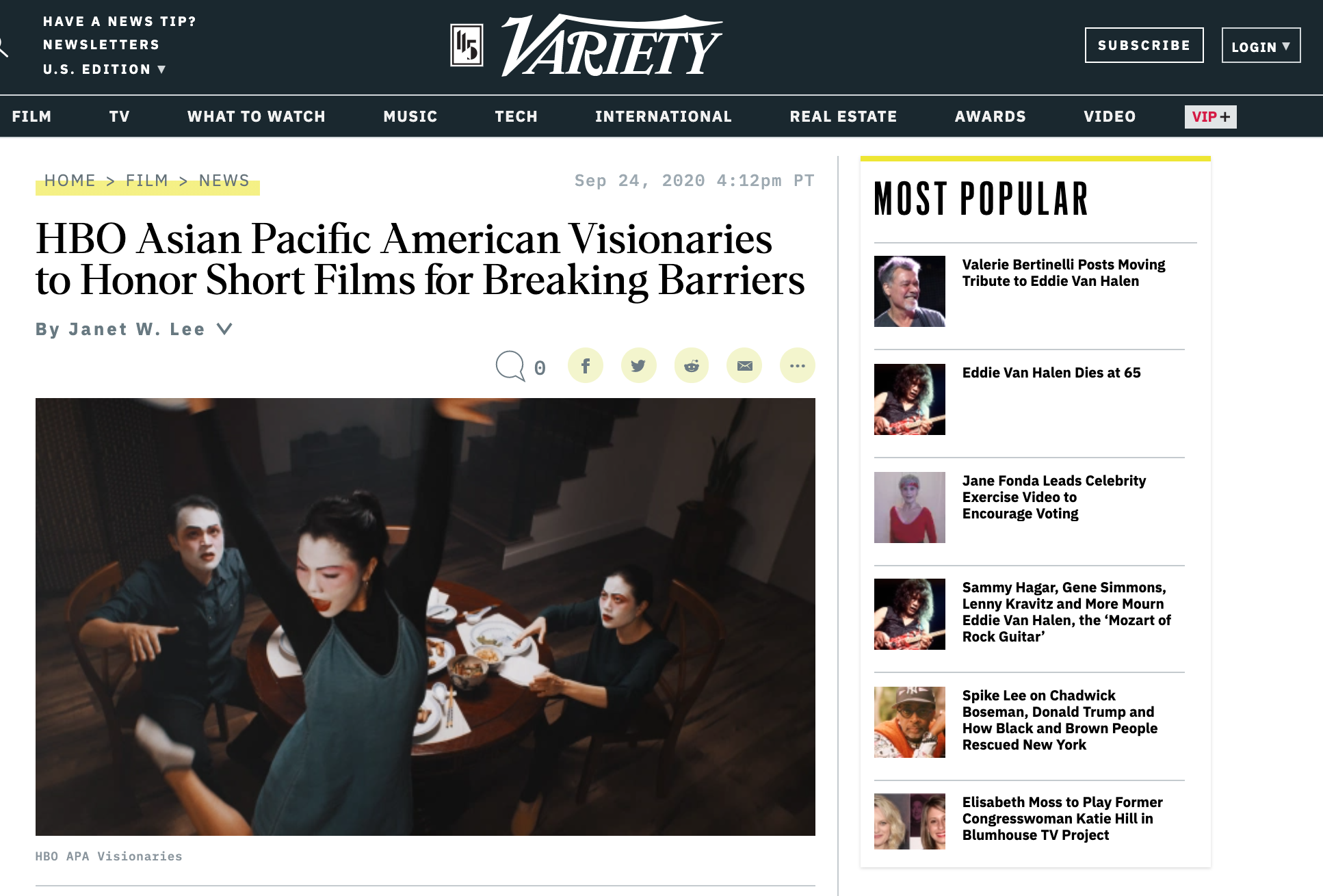 Variety - HBO Asian Pacific American Visionaries to Honor Short Films for Breaking Barriers