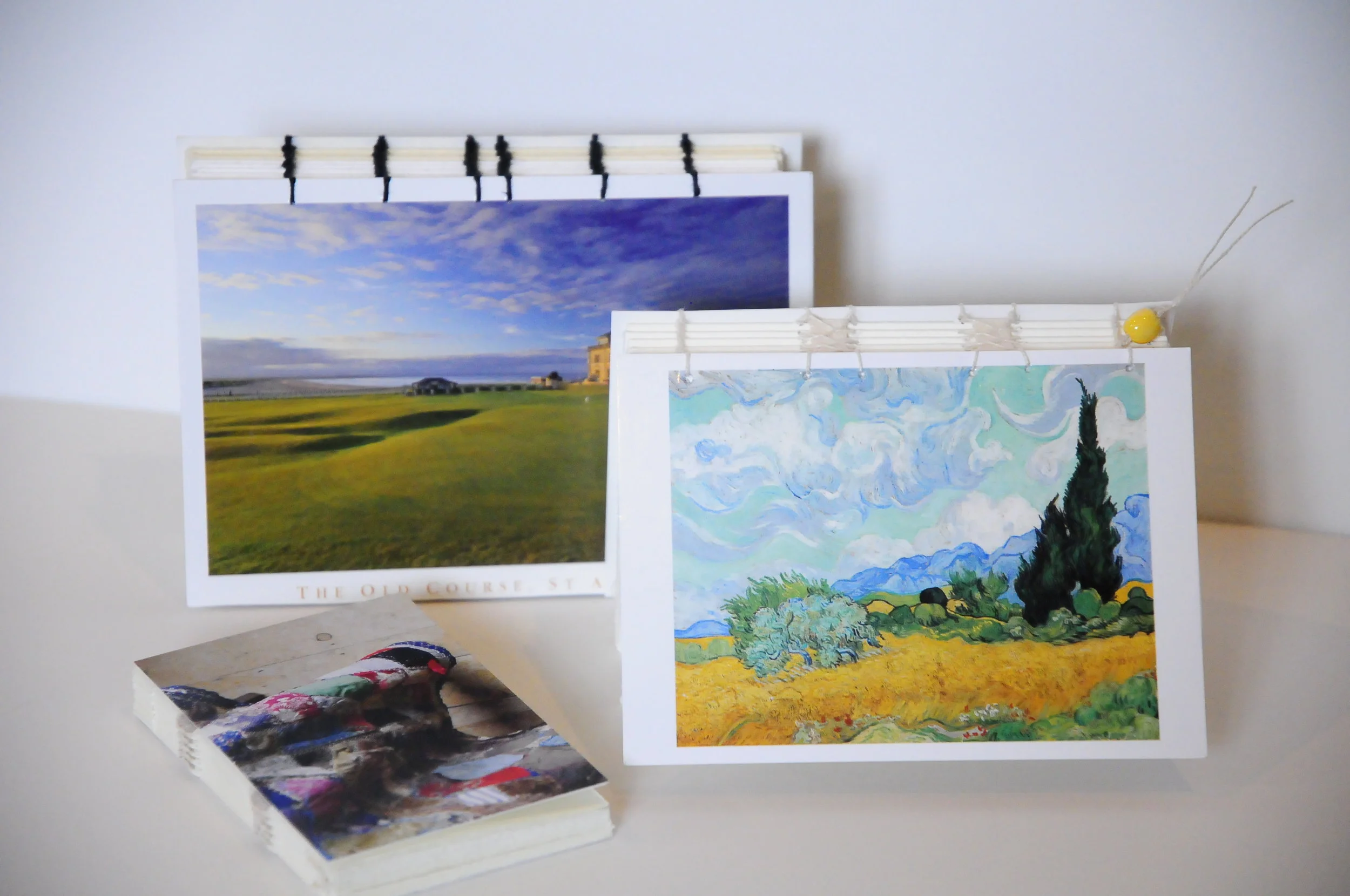 Postcard Coptic books (with a bit of French Link Stitch)
