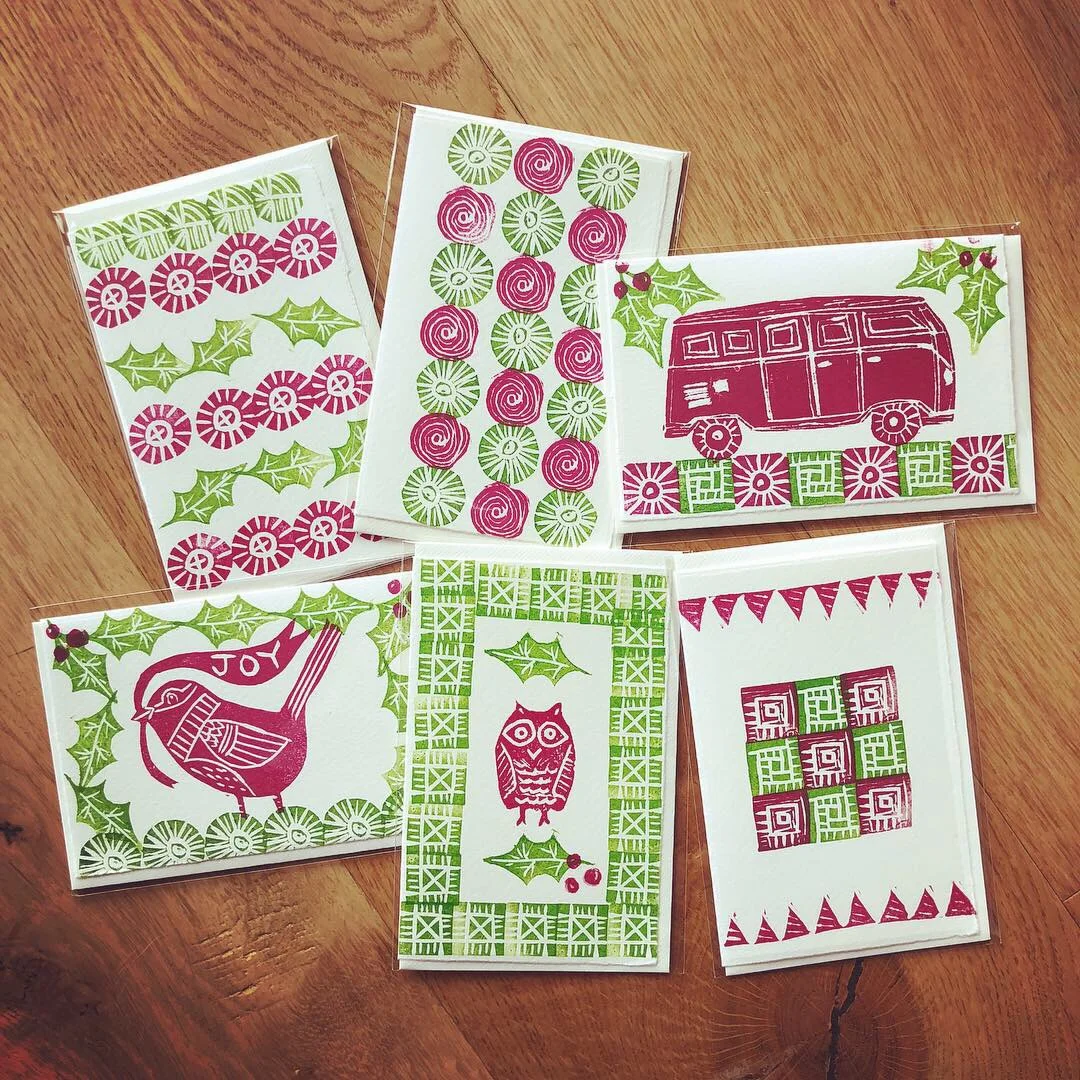 Hand stamped, one-of-a-kind note cards