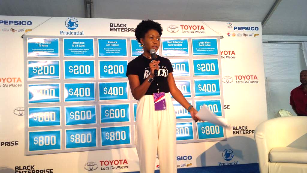 Here I am hosting "Financial Jeopardy" inside of the Black Enterprise "Empowerment Zone" at the African American Festival in Baltimore, MD. #BMOREAAF 