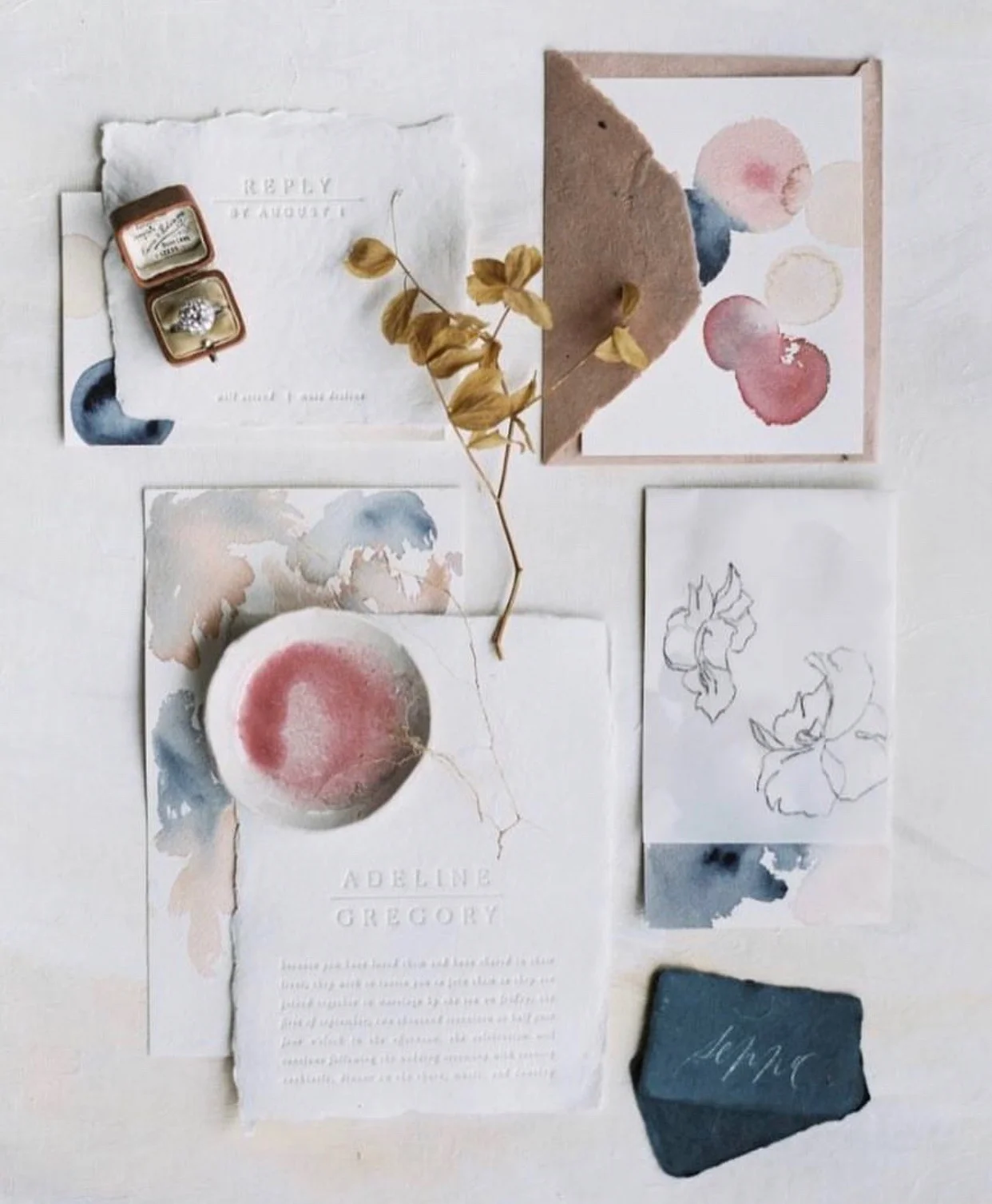 Source: Styling Surface , Paper , Calligrapher , Ring Box (own vintage) Ceramic Dish