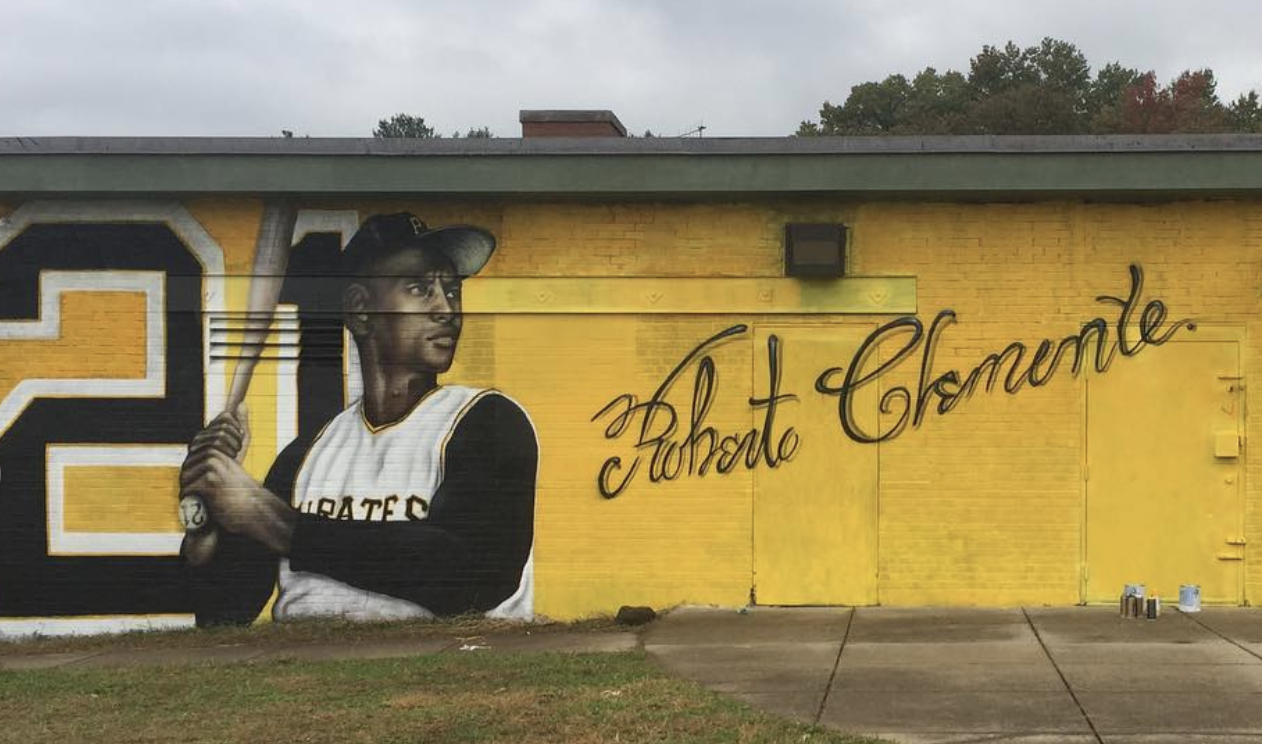 Roberto Clemente mural at Colt Park in Hartford, CT.