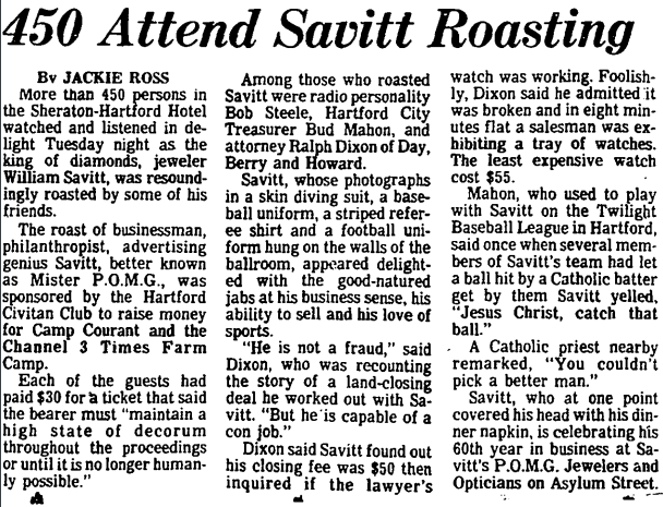 Hartford Courant excerpt, 1979.