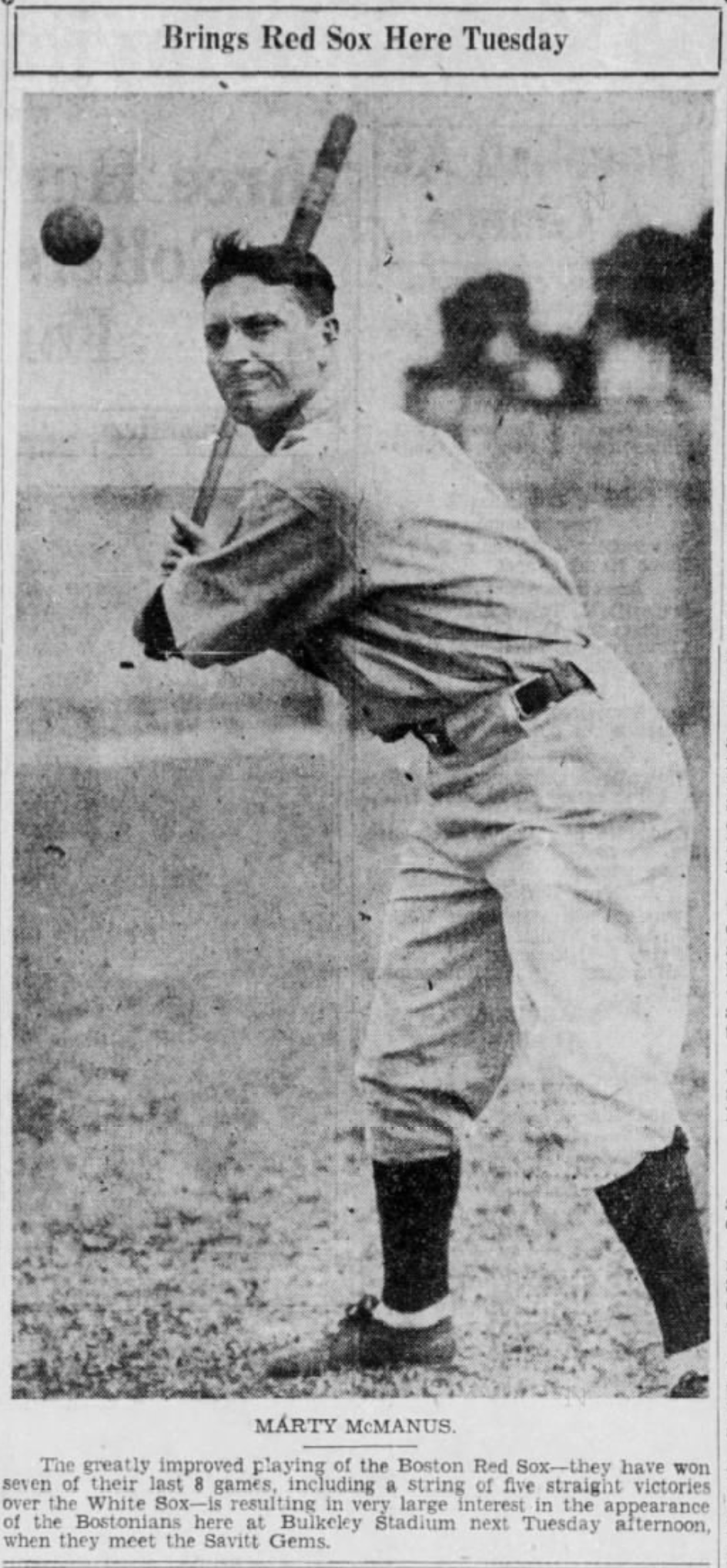 Marty McManus Boston Red Sox, 1933.