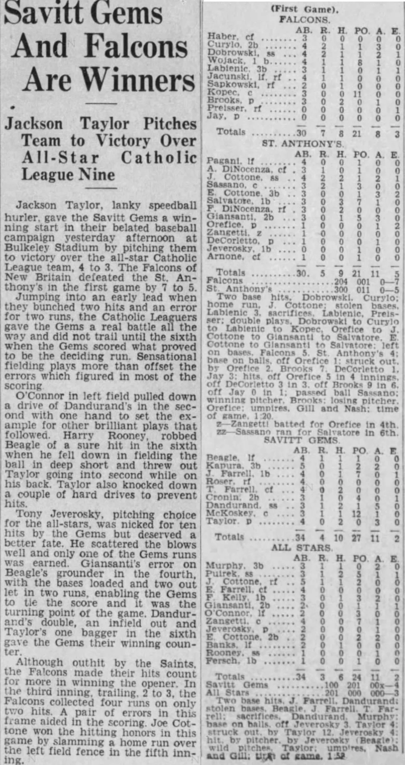 Hartford Courant excerpt, 1934.
