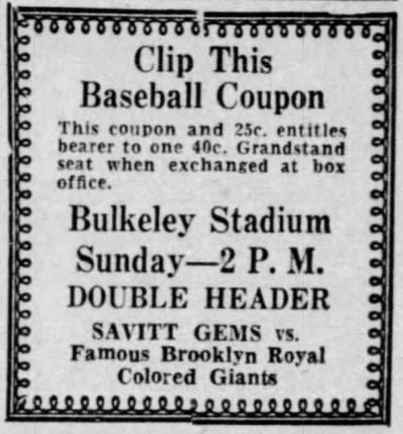 Savitt Gems vs. Brooklyn Royal Giants, 1935.