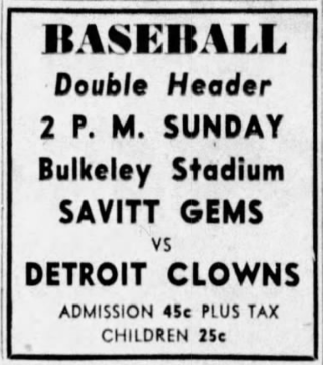 Savitt Gems vs. Detroit Clowns, 1941.