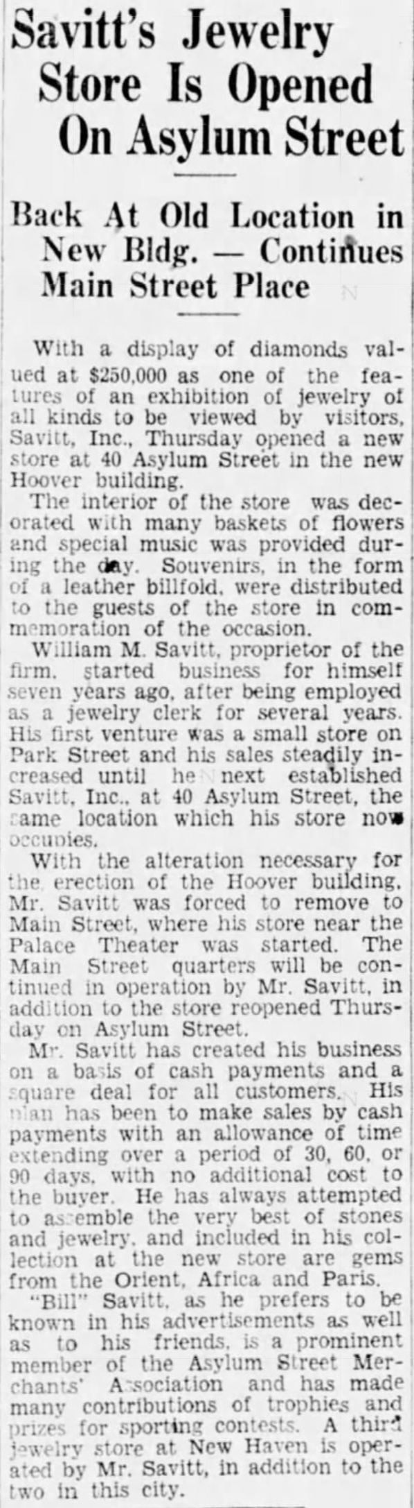 Hartford Courant excerpt, 1928.