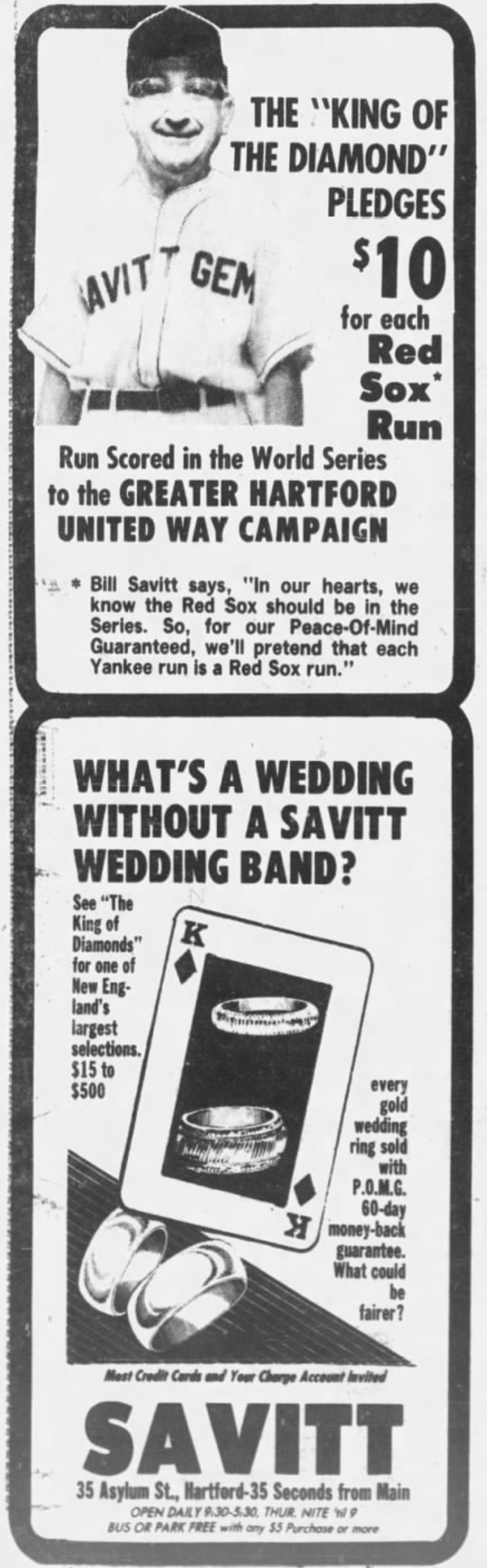 Savitt Jewelers advertisement, 1977.