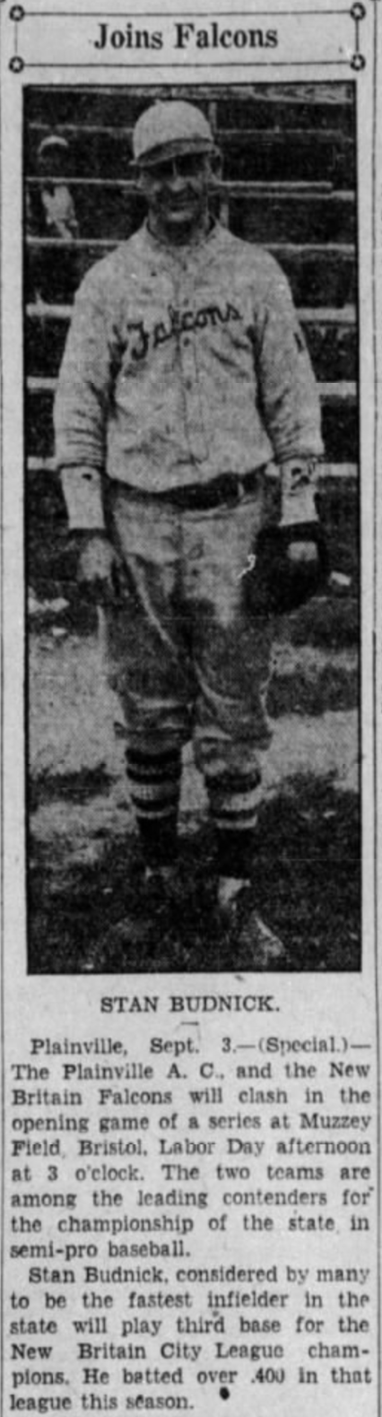 Stan Budnick, New Britain Falcons, 1932.