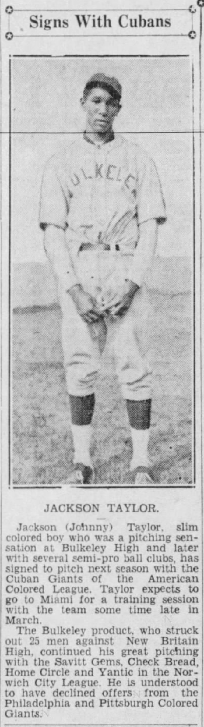Johnny Taylor signs with the New York Cubans, 1935.