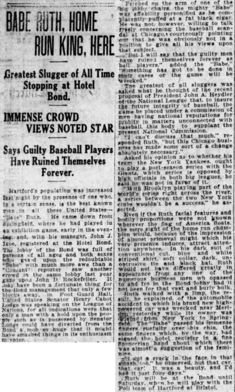 Hartford Courant excerpt, 1920.
