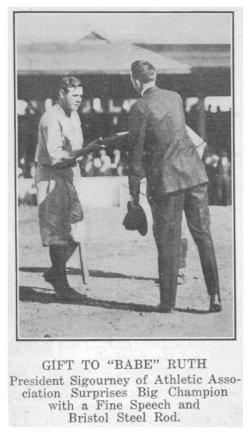 Ruth Accepts Honorary Gift at Muzzy Field, 1920.