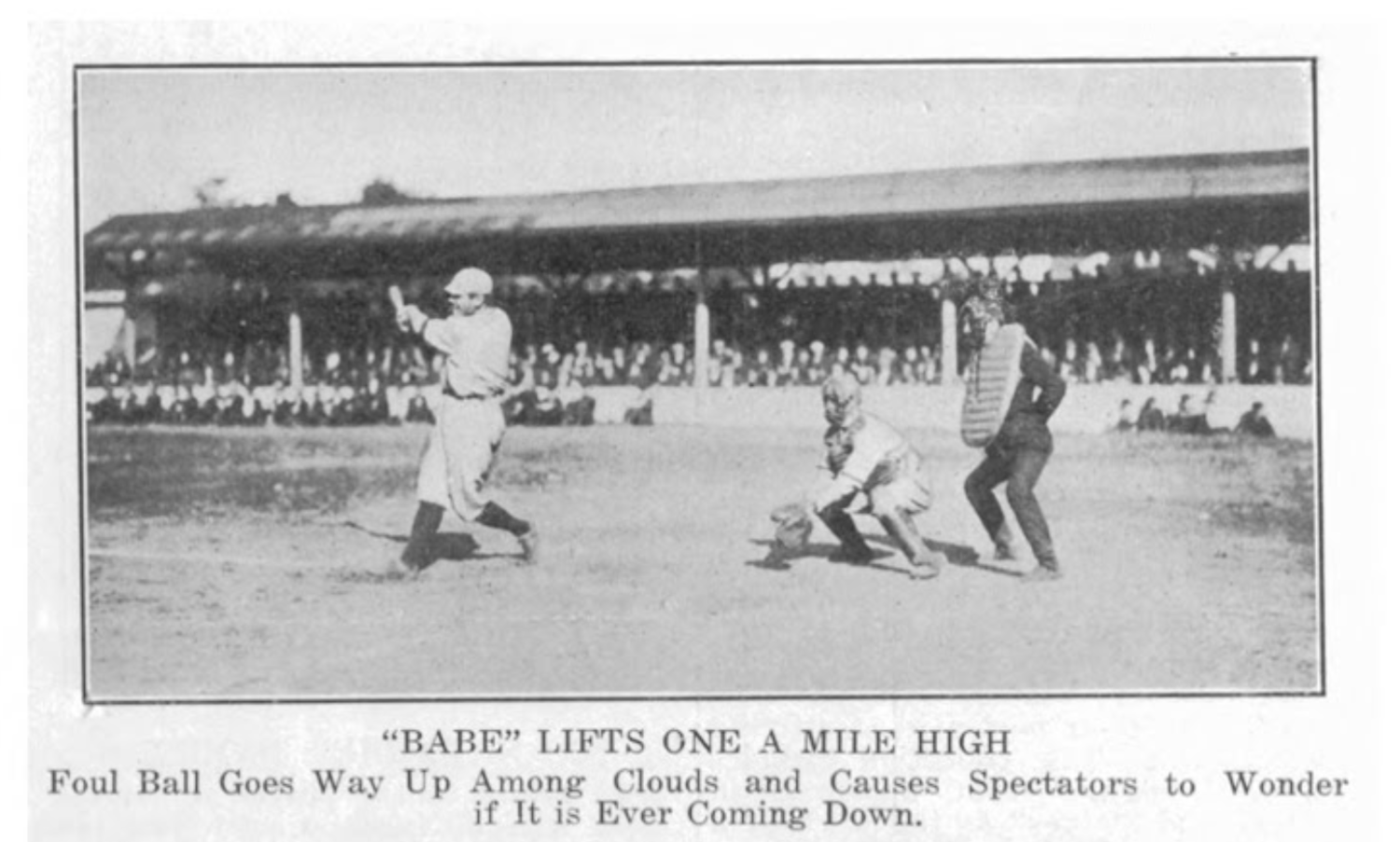 Ruth in the Batter's Box at Muzzy Field, 1920.