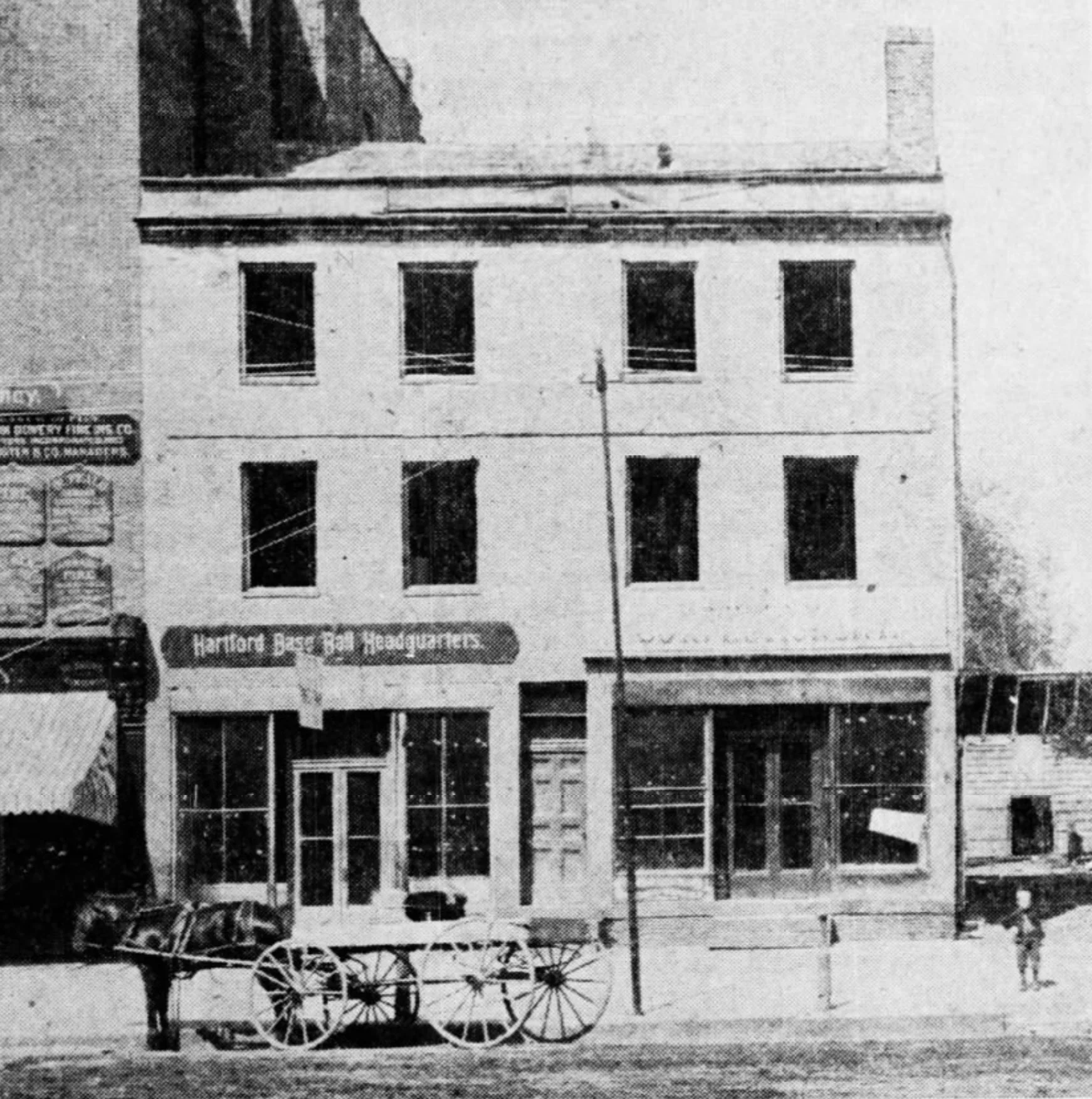 Hartford Base Ball Headquarters , Main Street Hartford, Connecticut, 1876.