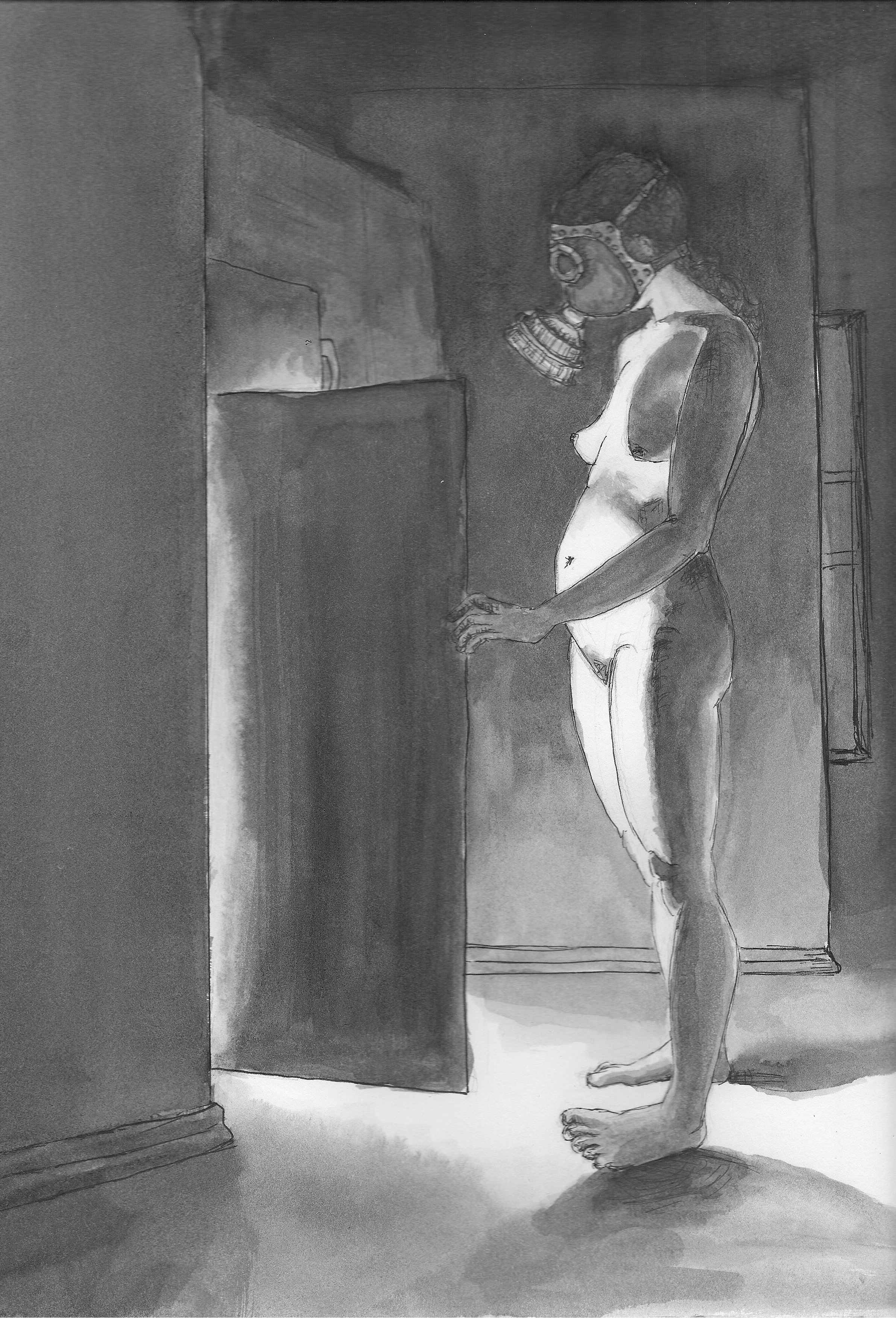 Midnight Snack, 2011, Pen and ink wash on paper, 12 x 9 inches
