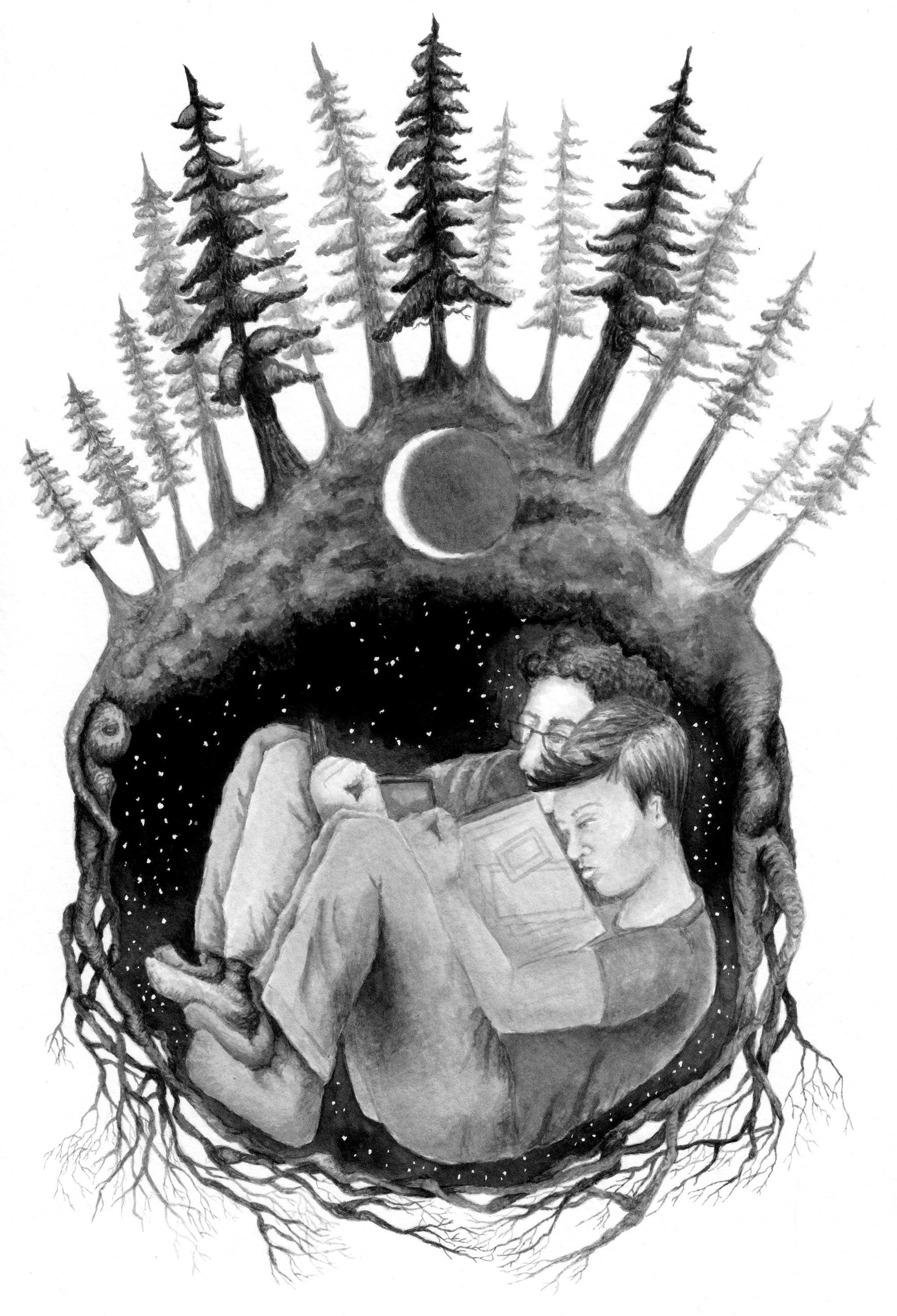 Winter Forever, 2017, Ink on paper, 9 x 12 inches