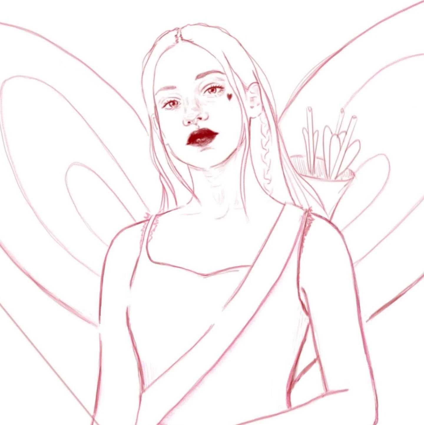 💘 Cupid fairy gal 💘
Valentine&rsquo;s day sketch ❤️
{I&rsquo;m thinking of making her into a paper doll🧚&zwj;♀️}
I hope you had the very best, most love-filled day!