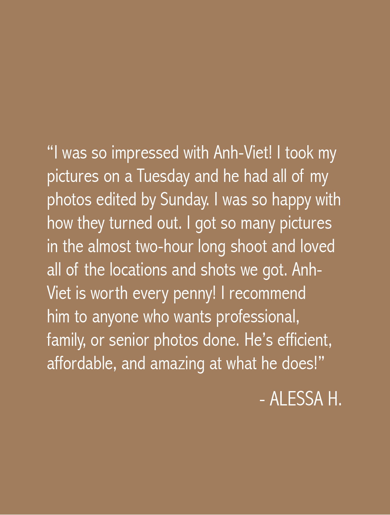 Alessa Testimonial Anh-Viet Dinh Photography