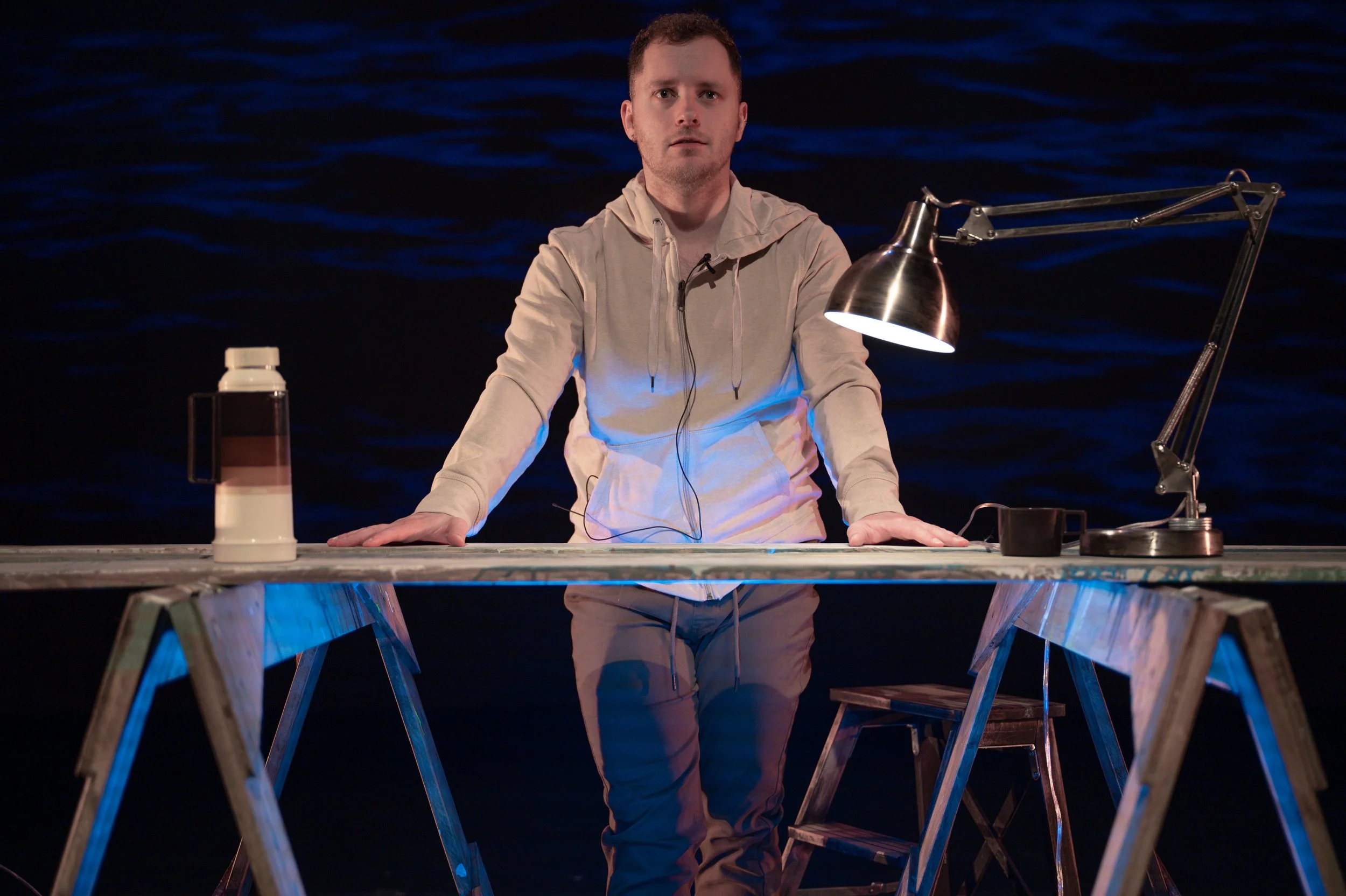  Impulse Theatre 2023 Presentation  Writer, creator, performer - Andrew Barrett  Director - Stewart Legere  Set and Costume Design - Patricia Reilly  Projection Design - Amber Back  Lighting Design - Nicole Malcolm  Projection Stills - Mackenzie Lawr