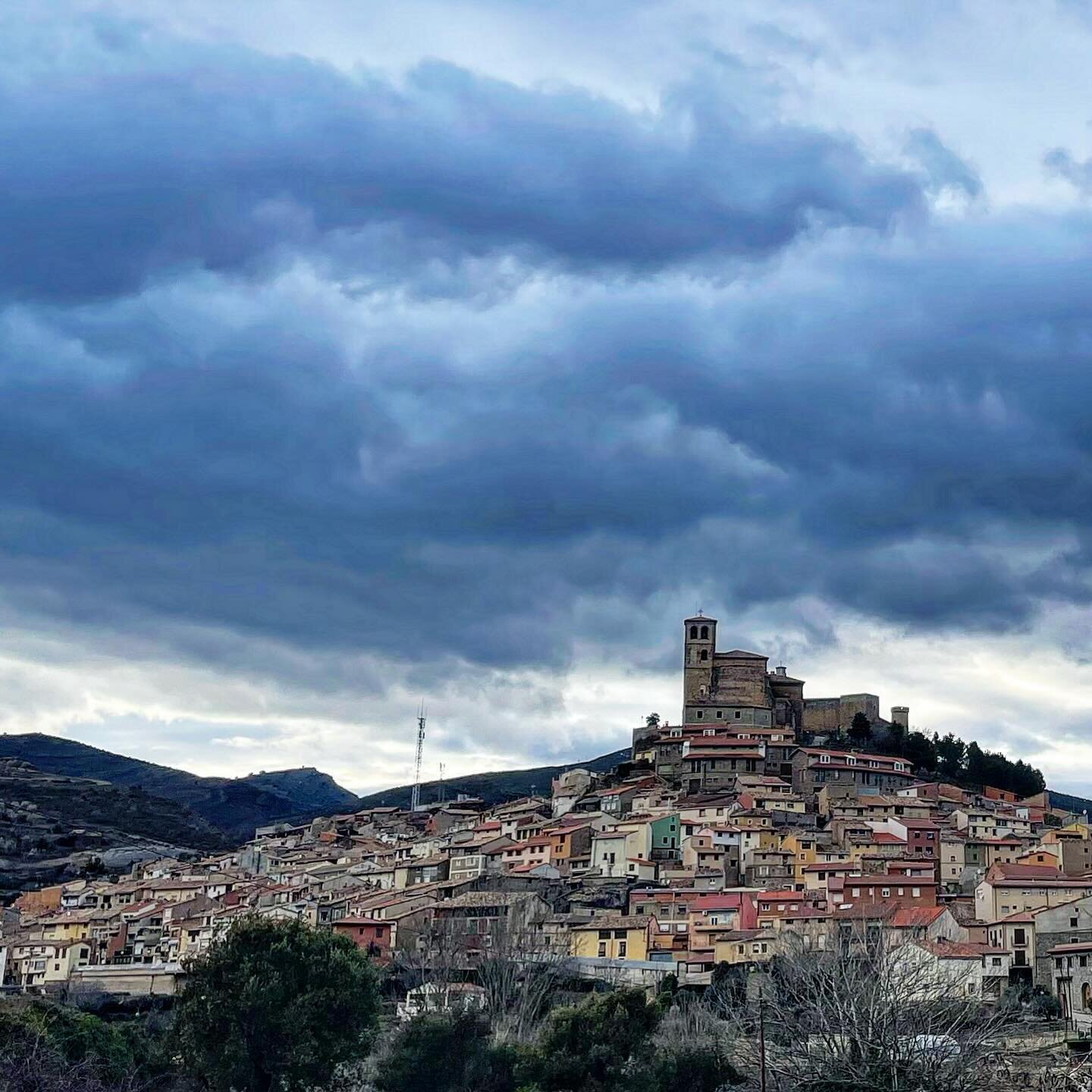 Hill Town.  Typical village of much of medieval rural Spain, built on a hill, with a castle and surrounded by small plot farms.  #rural #ruralSpain #Spain #SpainTour #ForgottenSpain