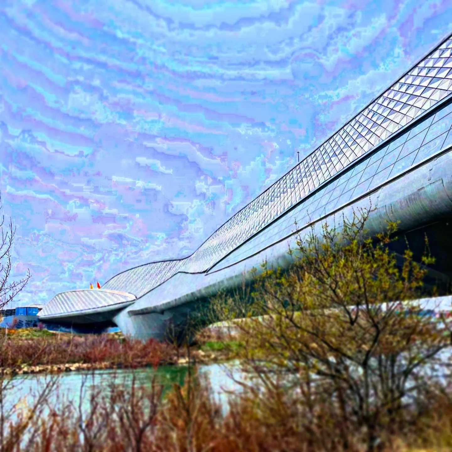 Starchitectural. Bridge and pavilion by the late Zaha Hadid, spanning Spain&rsquo;s biggest river. Lots of starchitecture in Northern Spain if contemporary architecture is something you love. #starchitect #architecture #architecturaltour #privatetour