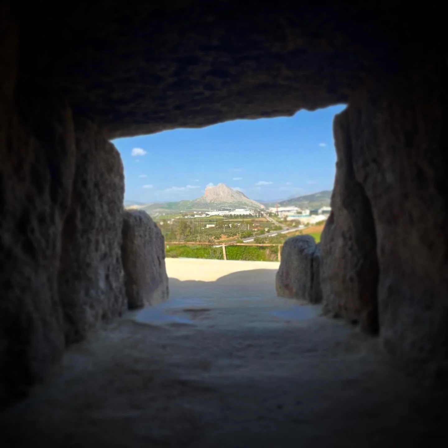 Sleeping Giant. Passage tombs are usually oriented to solar events (equinox, solstice). This massive one oriented toward a geographical feature, a slumbering giant.  It also has a  deep water well in the center of the burial chamber.  When and how wa