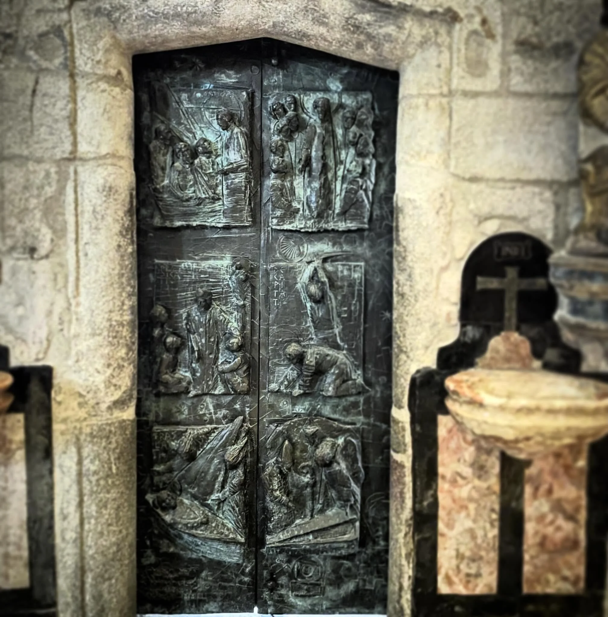 The Camino in Six Scenes, from the point of view of James the Greater. Top left, to right and down. 1. You meet this interesting guy named Jesus while fishing on the Sea of Galilea.  2. He teaches and shows you a lot of interesting and convincing ten