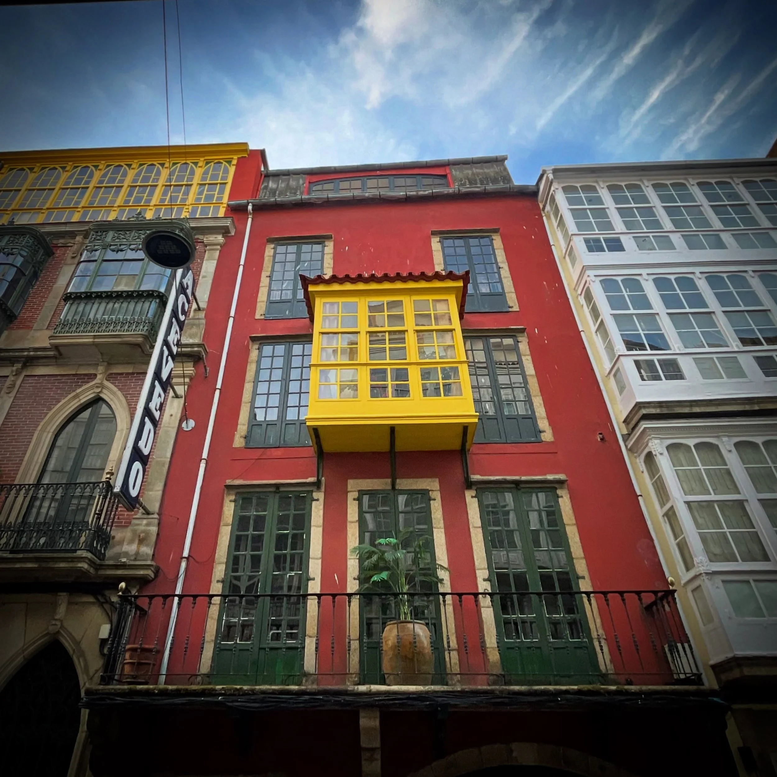 Galleon Glass. The glassed in balconies, typical of maritime locales in Northern Spain, &ldquo;galerias&rdquo;, are said to have originated from ship captains returning from long voyages and adding the glassed in sterns of galleons to their homes on 