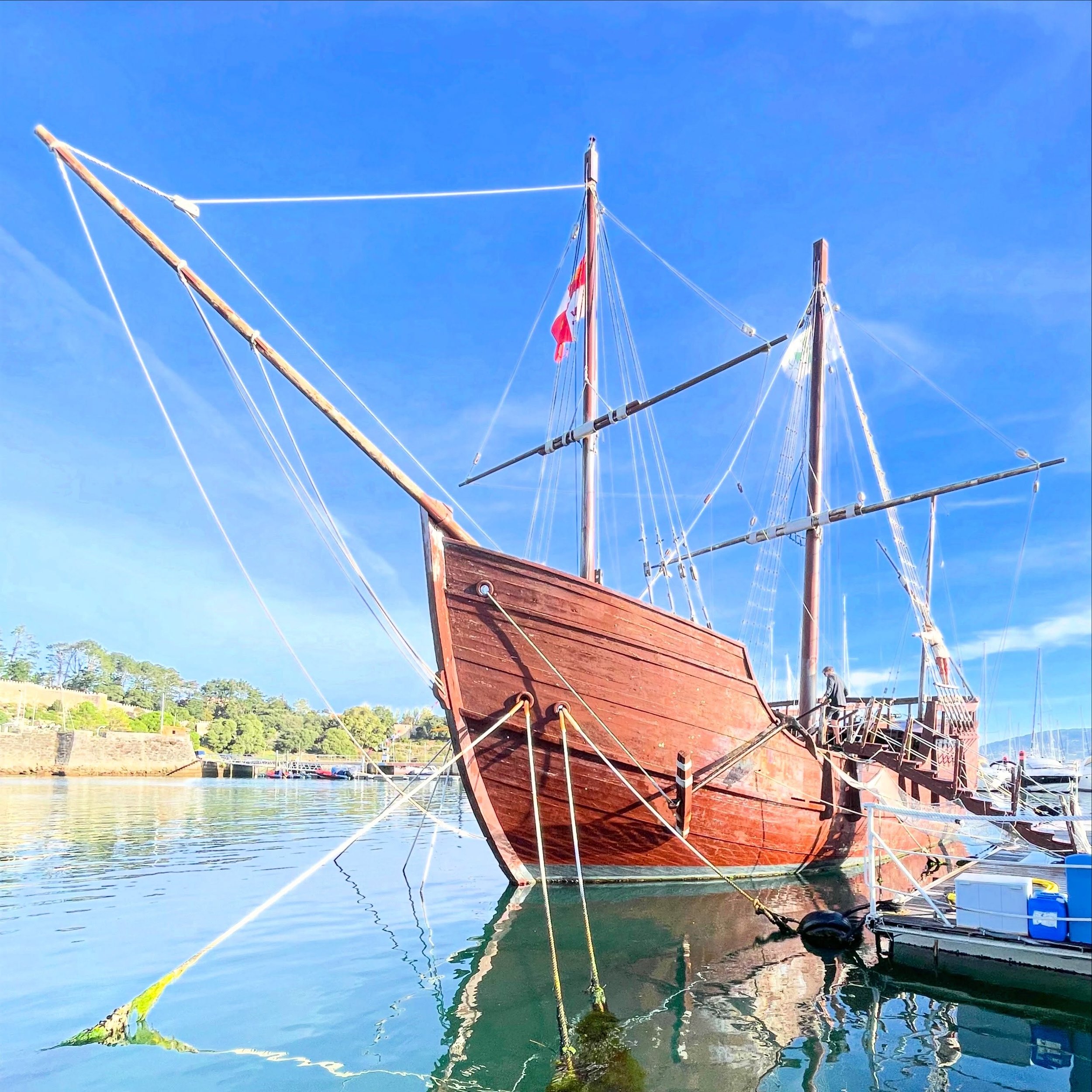 The Pinta.  25 men, cooped up in tight quarters with some water, wine, dried meats/fish, beans, onions/garlic and sea biscuits sailed west from Spain via the Canary Islands in search of the far east (along with some 60 other men on the Santa Maria an