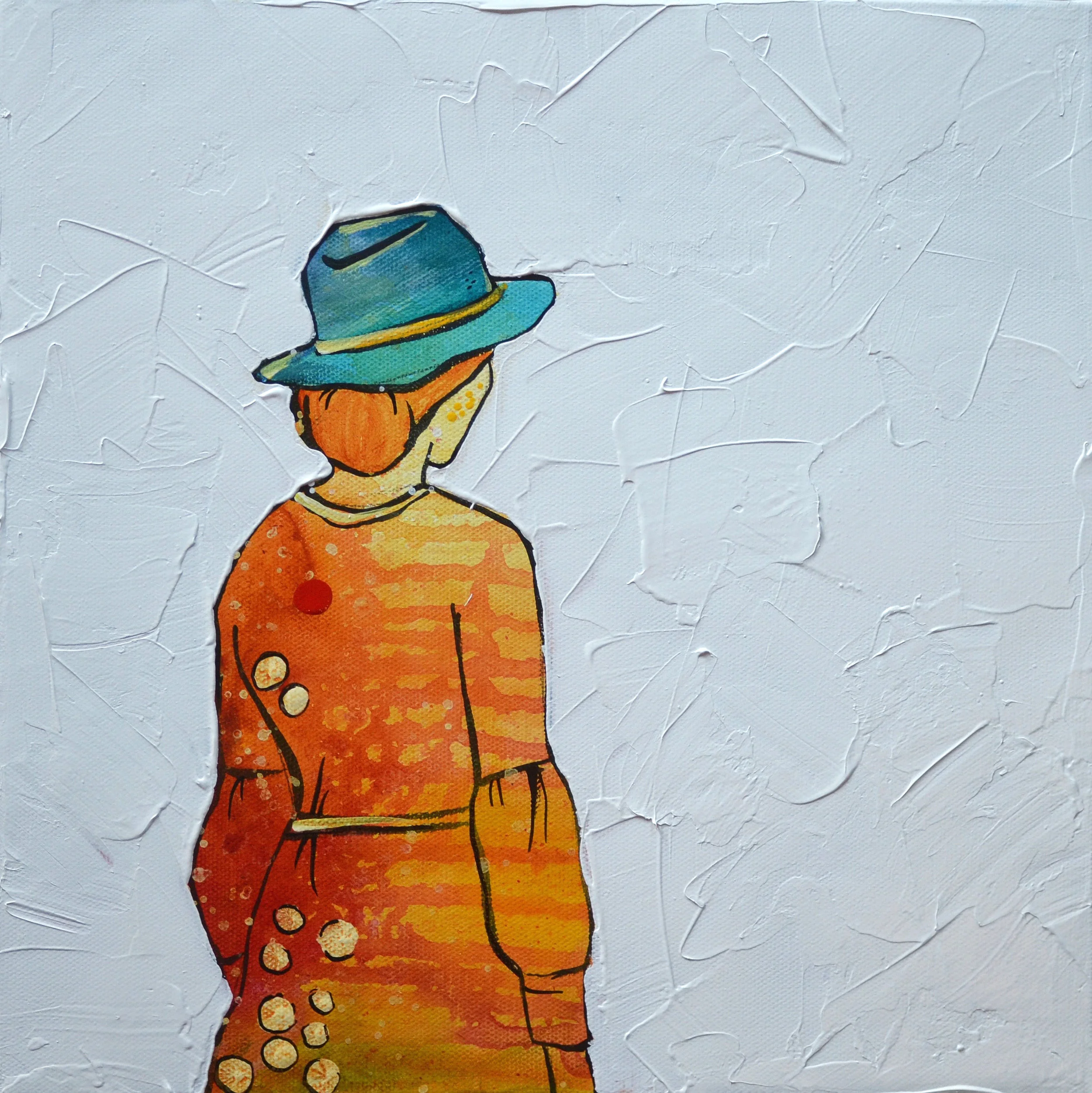 Blue Hat | 12 x 12 inch acrylic on canvas