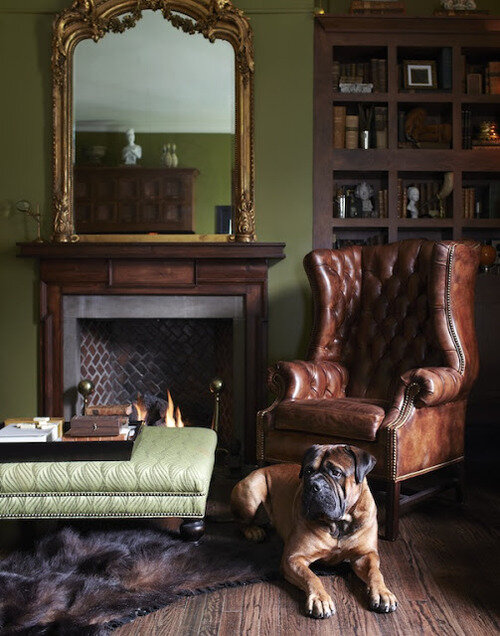 Olive Green in the Office at Pine Cottage