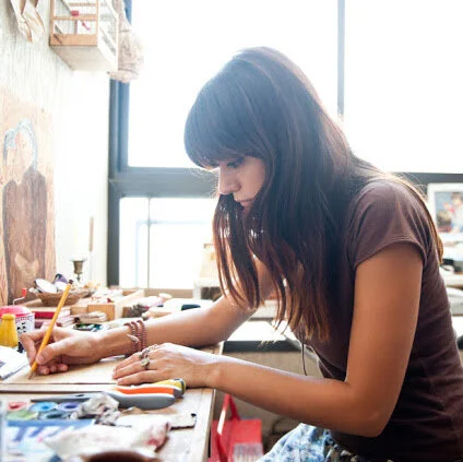 Artist Mirella Salamé in her Studio