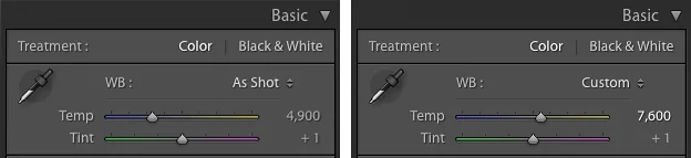 Figure 6. Original white balance (left) and the corrected white balance (right).